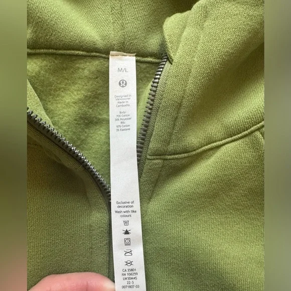 NWT Lululemon Scuba Overeized Half Zip Hoodie Size M/L in Green Foliage - Picture 6 of 8